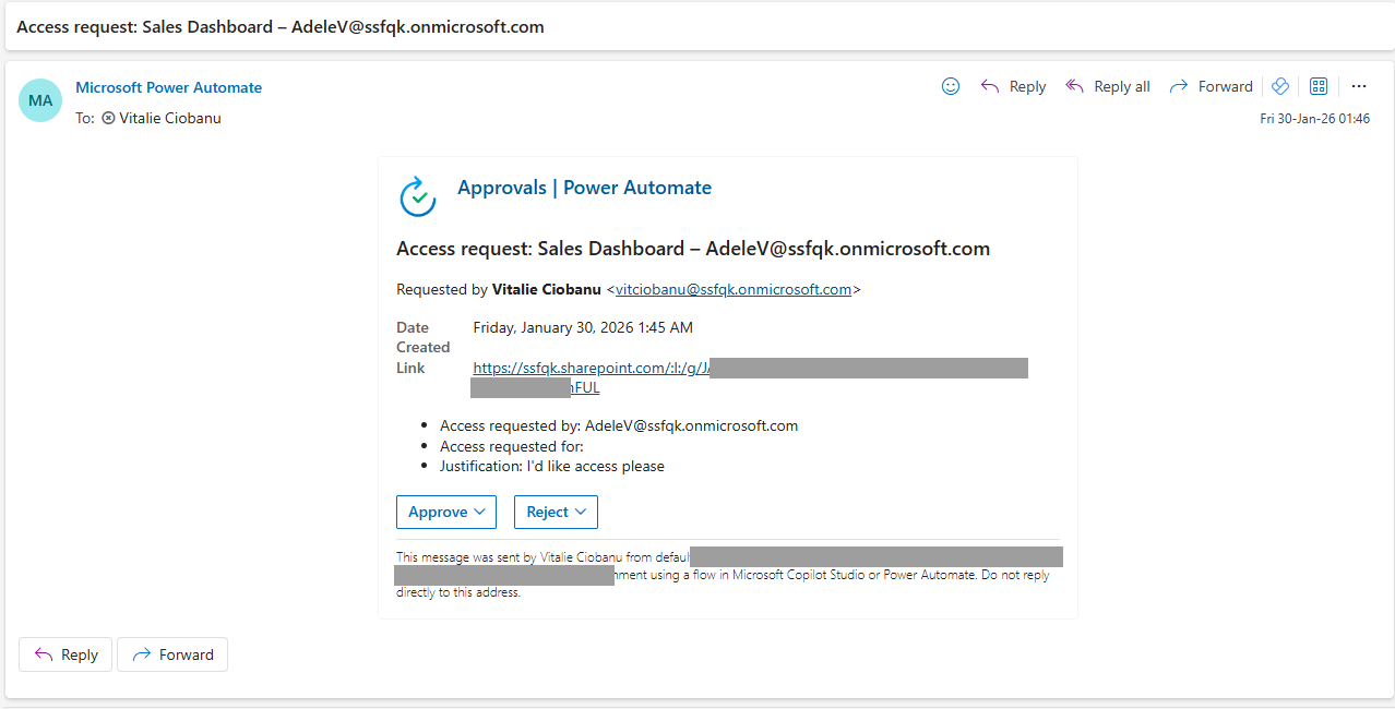 The approval email.